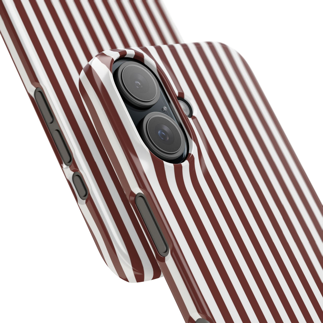 Slim Chocolate Brown Striped Cute Phone Case for Iphone 16 - | iPhone 15 Pro Max Case | iPhone 14 Case Iphone 13 12 11 10 9 8 7 Gift for Her - Studio40ParkLane