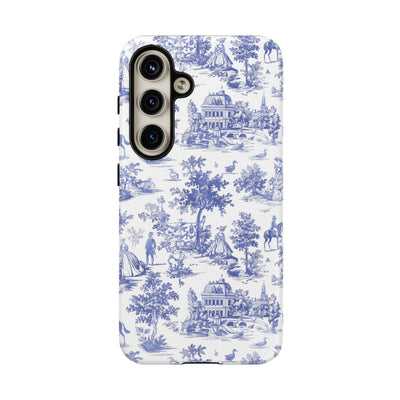 Premium Tough Blue French Toile Gift for Her Cute Phone Cases for Samsung and Iphone, 16, 15, 14, S24, S23, S22, S21, S20, Plus, Ultra, Pro