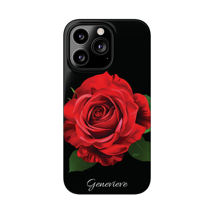 Slim Custom Personalized Red Rose Flowers Gift for Her Cute Phone Cases for Iphone 16 Pro Max | iPhone 15 Case | iPhone 15 Pro Max Case, Iphone 14, Iphone 14 Pro Max, Iphone 13 12 11 8 7 - Studio40ParkLane