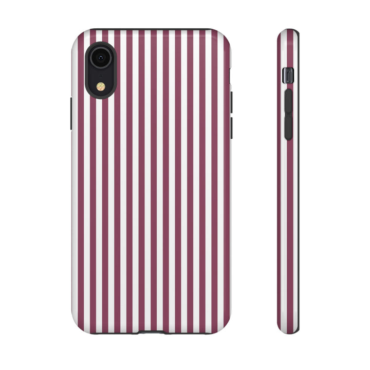 Tough Premium Old Claret Stripes Phone Case Gift for Her - For Apple iPhone 16 Pro Max 16e iPhone 15 Pro iPhone Iphone 14 Plus 13 Pro 12 SE XR - Studio40ParkLane