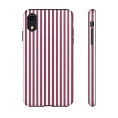 Tough Premium Old Claret Stripes Phone Case Gift for Her - For Apple iPhone 16 Pro Max 16e iPhone 15 Pro iPhone Iphone 14 Plus 13 Pro 12 SE XR - Studio40ParkLane