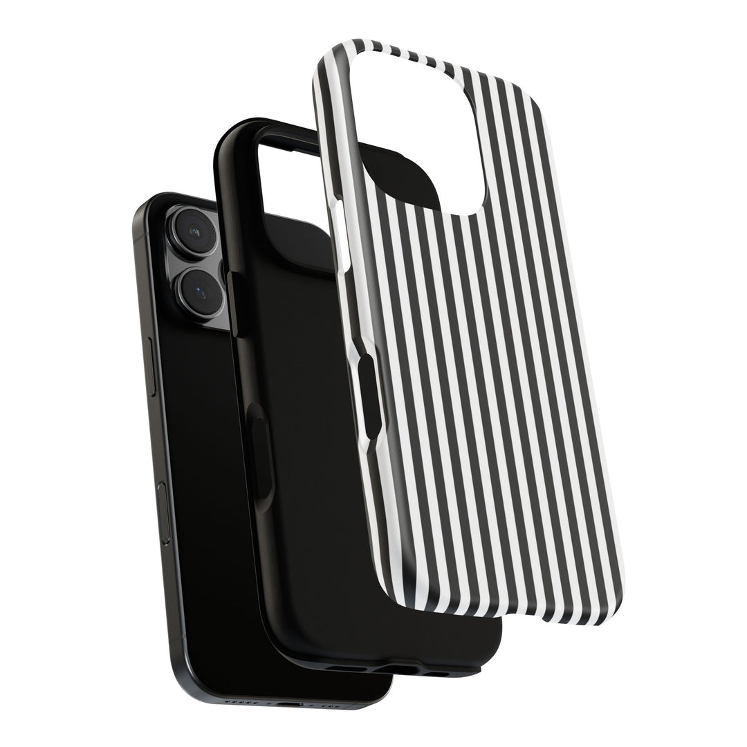 Tough Premium Black White Stripes Phone Case Gift for Her - For Apple iPhone 16 Pro Max 16e iPhone 15 Pro iPhone Iphone 14 Plus 13 Pro 12 SE XR - Studio40ParkLane