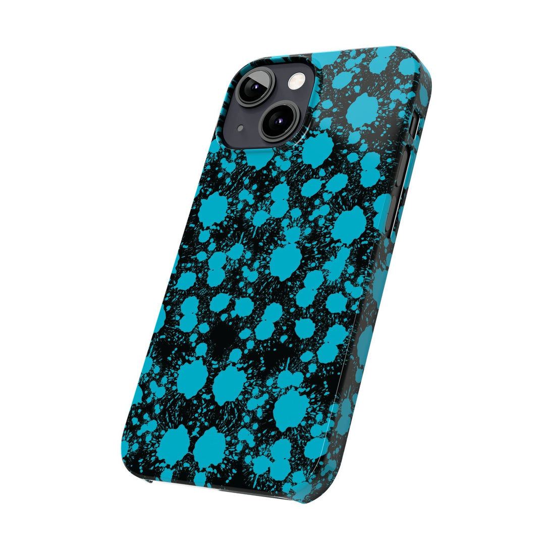 Slim Cute Phone Cases for Iphone - | iPhone 15 Case | iPhone 15 Pro Max Case, Iphone 14 Case, Iphone 14 Pro Max, Iphone 13, Blue Paint Blots Splash - Studio40ParkLane