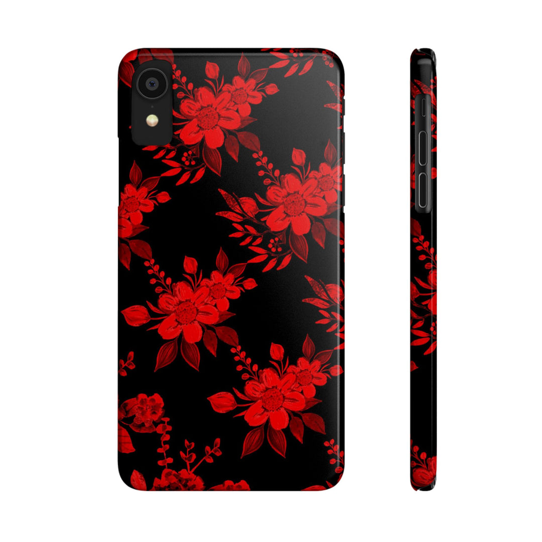 Slim Cute Phone Cases for Iphone - | iPhone 15 Case | iPhone 15 Pro Max Case, Iphone 14 Case, Iphone 14 Pro Max, Iphone 13, Red Black Flowers - Studio40ParkLane
