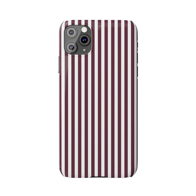 Slim Burgundy Wine Striped Cute Phone Case for Iphone 16 - | iPhone 15 Pro Max Case | iPhone 14 Case Iphone 13 12 11 10 9 8 7 Gift for Her - Studio40ParkLane