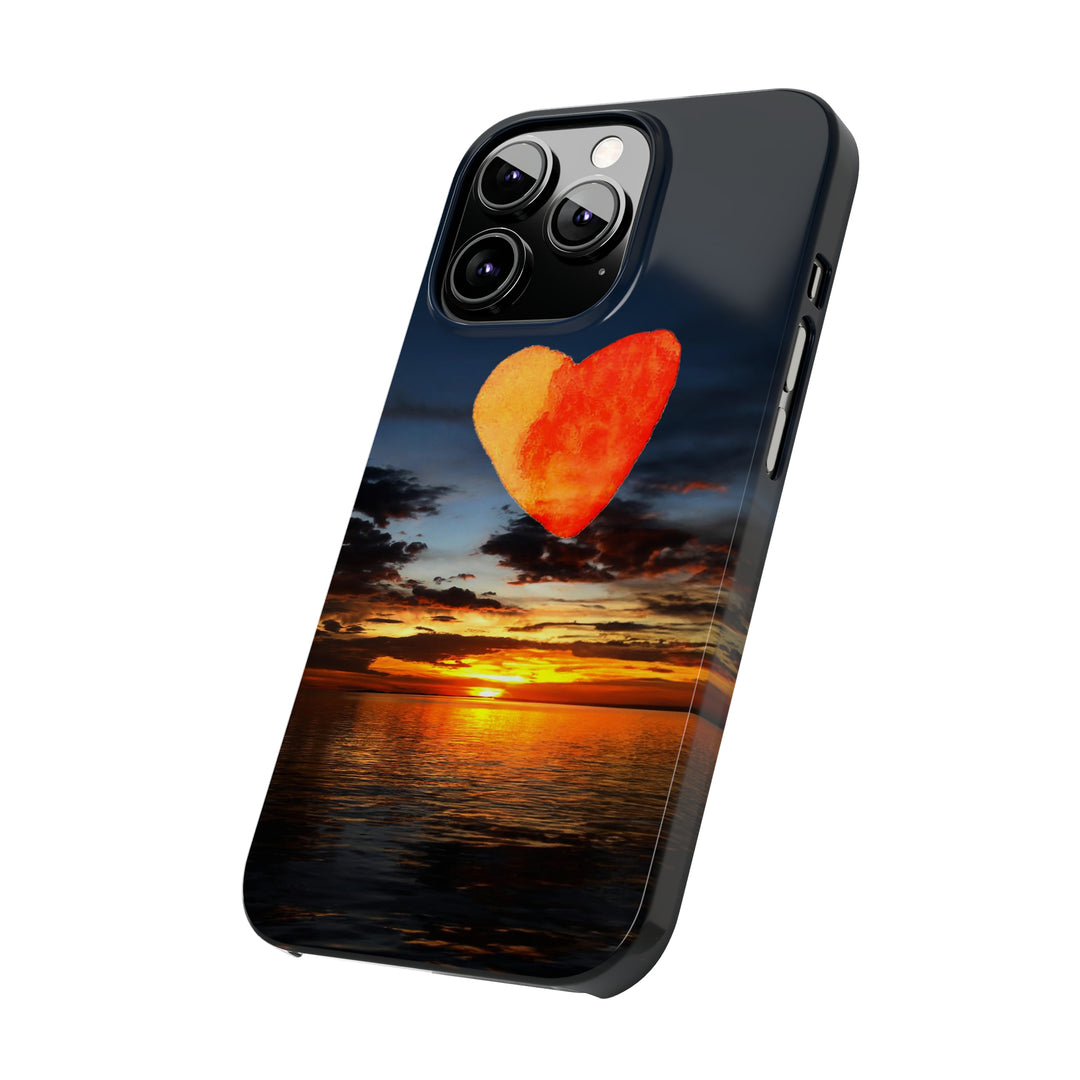 Slim Cute Phone Cases for Iphone - | iPhone 15 Case | iPhone 15 Pro Max Case, Iphone 14 Case, Iphone 14 Pro Max, Iphone 13, Rising Heart Sunset - Studio40ParkLane