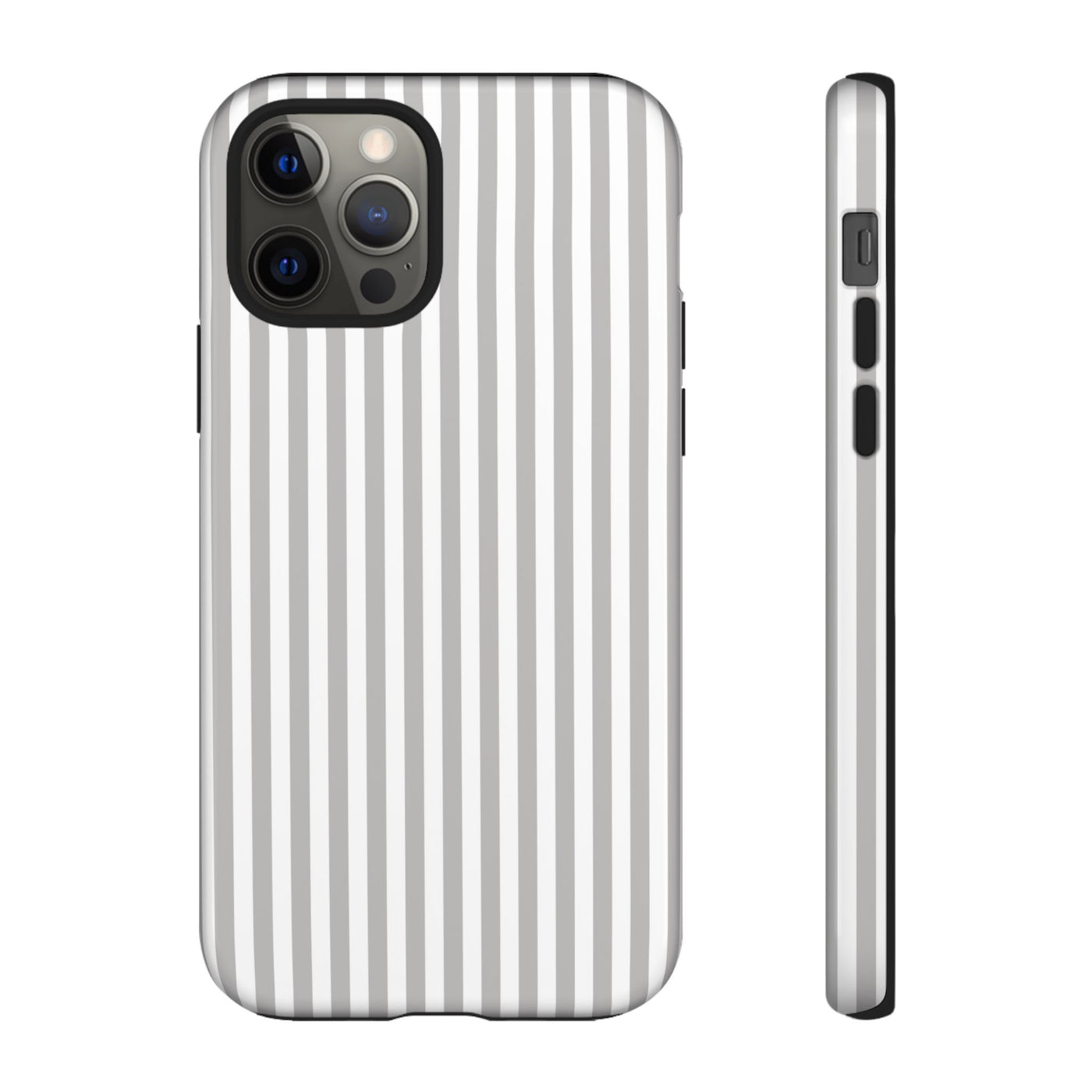 Tough Premium Ash Grey Stripes Phone Case Gift for Her - For Apple iPhone 16 Pro Max 16e iPhone 15 Pro iPhone Iphone 14 Plus 13 Pro 12 SE XR - Studio40ParkLane