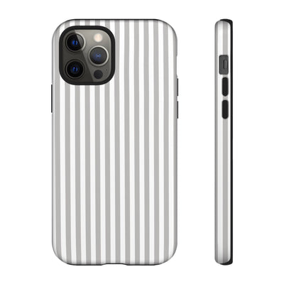 Tough Premium Ash Grey Stripes Phone Case Gift for Her - For Apple iPhone 16 Pro Max 16e iPhone 15 Pro iPhone Iphone 14 Plus 13 Pro 12 SE XR - Studio40ParkLane