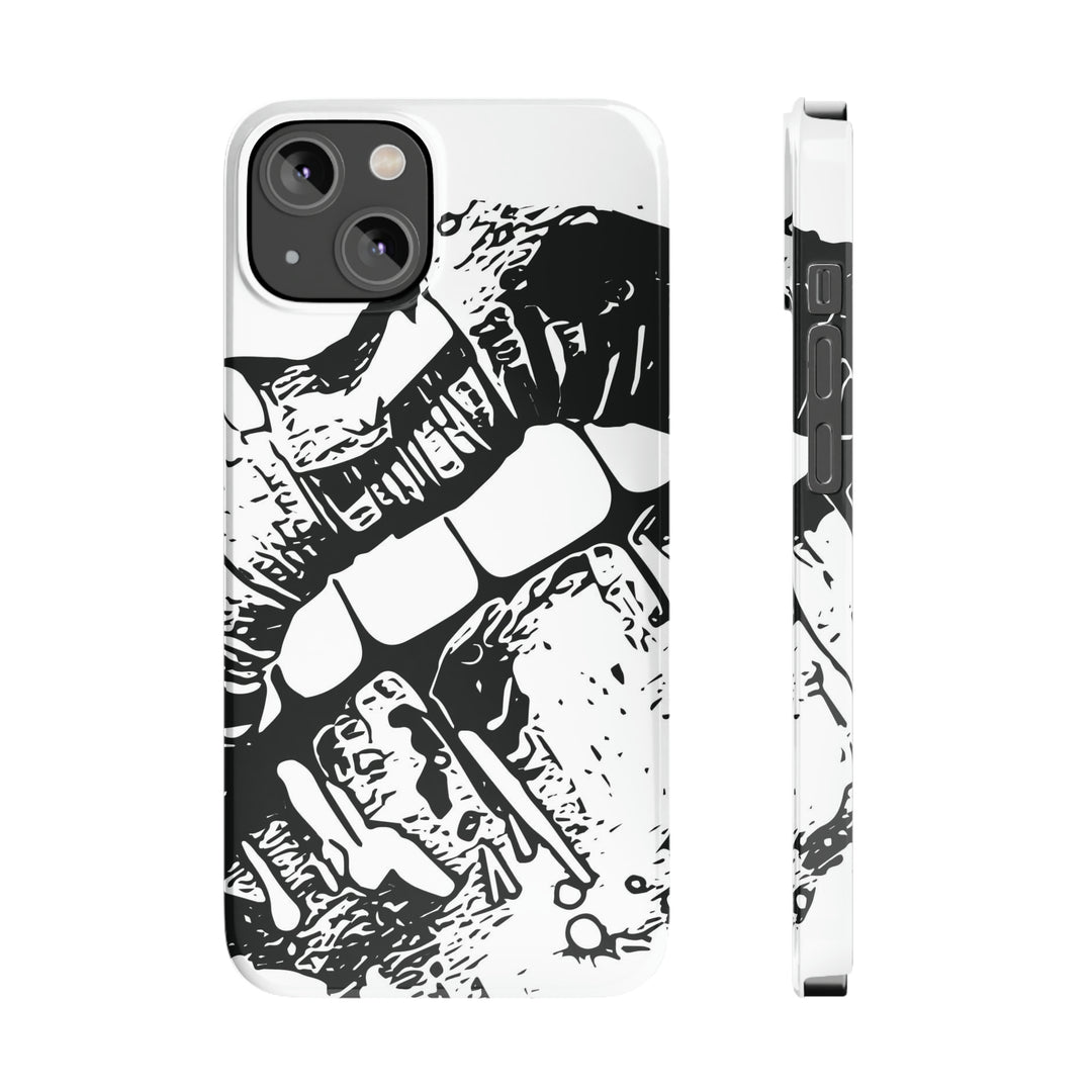 Slim Cute Phone Cases for Iphone - | iPhone 15 Case | iPhone 15 Pro Max Case, Iphone 14 Case, Iphone 14 Pro Max, Iphone 13, Smile Lips Black and White - Studio40ParkLane