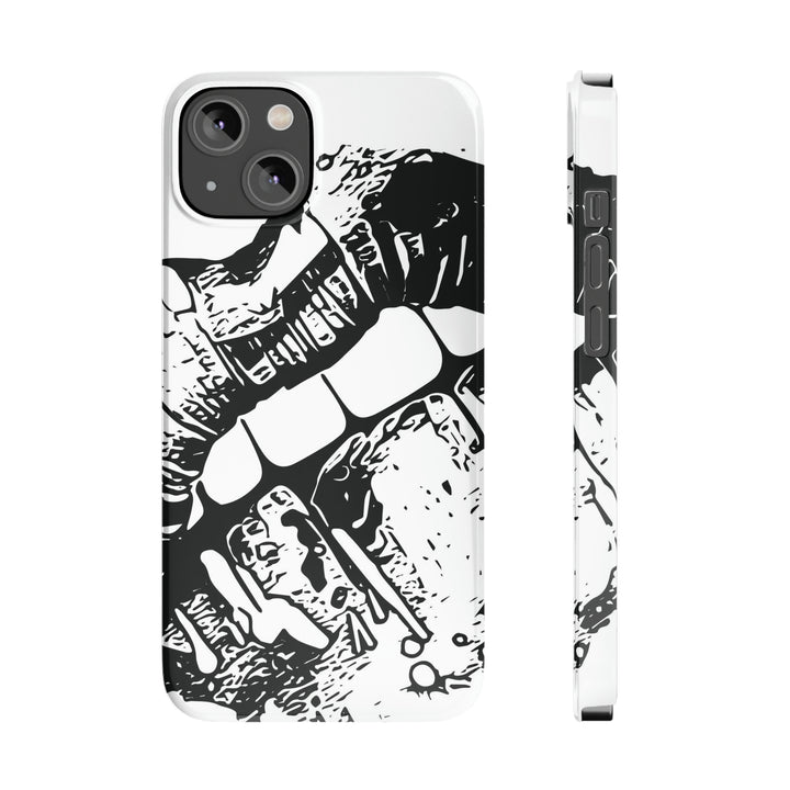 Slim Cute Phone Cases for Iphone - | iPhone 15 Case | iPhone 15 Pro Max Case, Iphone 14 Case, Iphone 14 Pro Max, Iphone 13, Smile Lips Black and White - Studio40ParkLane