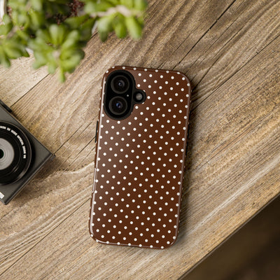 Aesthetic Tough Mocha Brown Polka Dots Premium Phone Case - For iPhone 17 Pro Max iPhone 16 Pro iPhone 15 Iphone 14 Plus 13 Pro 12 11 10 - Studio40ParkLane