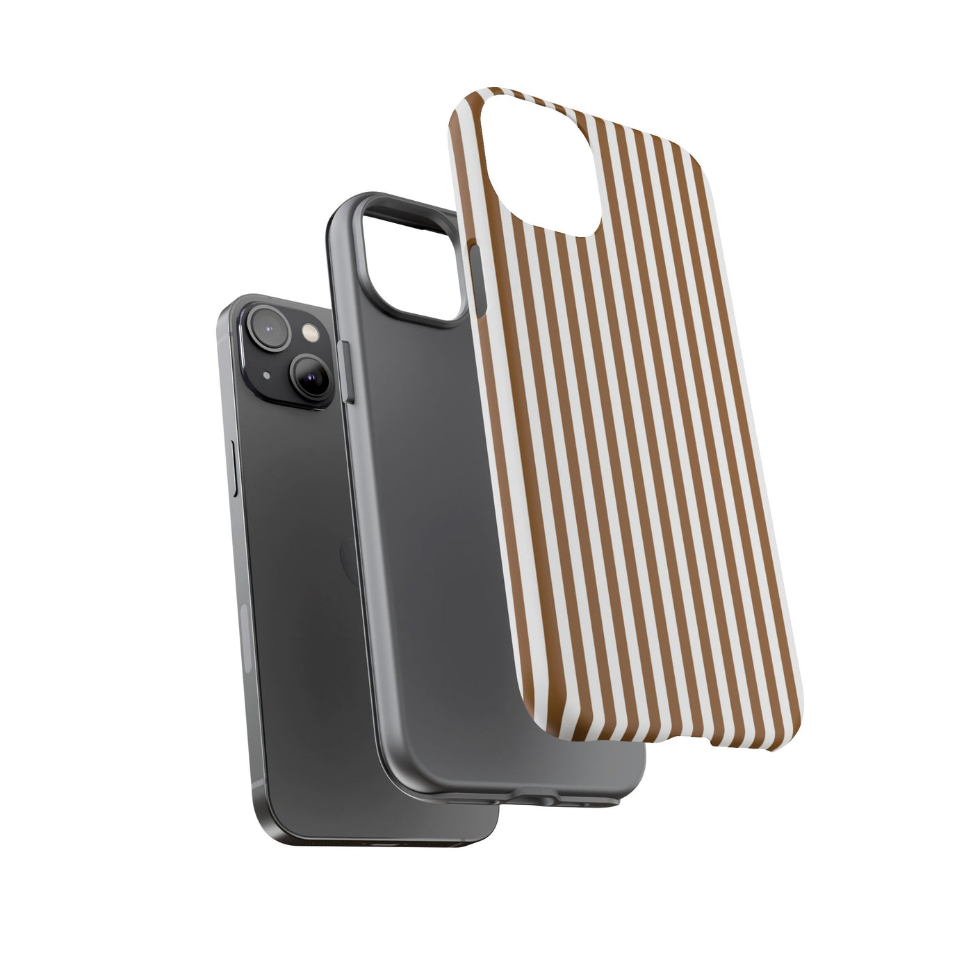 Tough Premium Mocca Brown Stripes Phone Case Gift for Her - For Apple iPhone 16 Pro Max 16e iPhone 15 Pro iPhone Iphone 14 Plus 13 Pro 12 SE XR - Studio40ParkLane