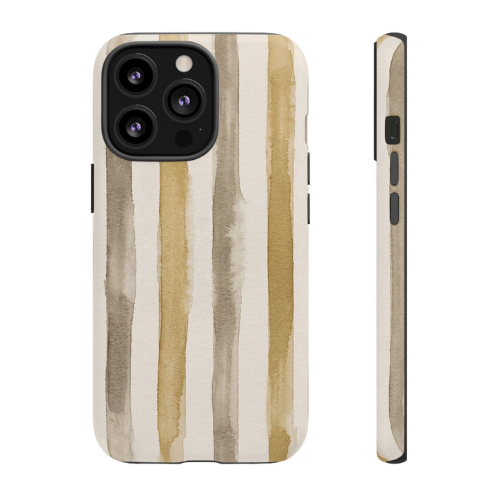 Tough Cute Brown Beige Stripes Phone Case, for IPhone 17 Pro Max | Iphone 17 Air, Iphone 16, IPhone 15, 14 13 12, Samsung Galaxy S26, S25, S24, S23 - Studio40ParkLane