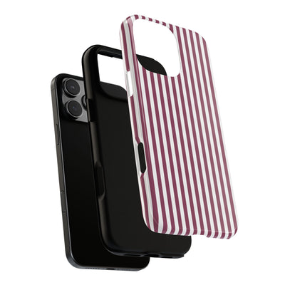 Tough Premium Old Claret Stripes Phone Case Gift for Her - For Apple iPhone 16 Pro Max 16e iPhone 15 Pro iPhone Iphone 14 Plus 13 Pro 12 SE XR - Studio40ParkLane