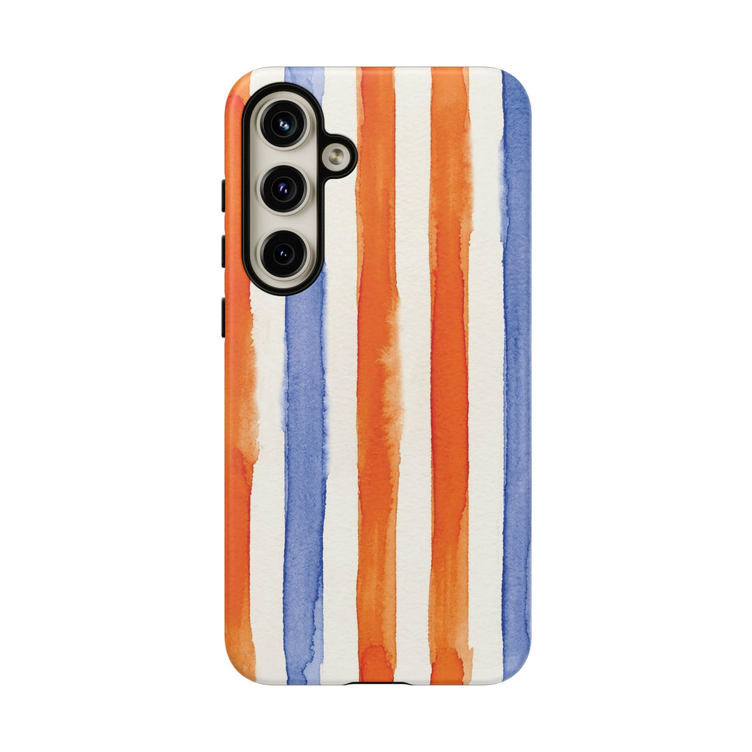 Tough Cute Blue Orange Stripes Phone Case, for IPhone 17 Pro Max | Iphone 17 Air, Iphone 16, IPhone 15, 14 13 12, Samsung Galaxy S26, S25, S24, S23 - Studio40ParkLane