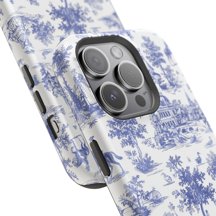 Blue Toile Magnetic Impact-Resistant Cute Phone Case for Iphone 16, iPhone 15 Pro Max Plus 14, 13, 12, 11 Gift for her - Studio40ParkLane