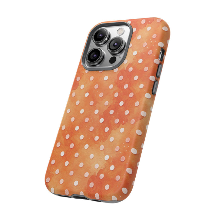 Aesthetic Tough Orange Polka Dots Watercolor Phone Case - For iPhone 17 Pro Max iPhone 16 Pro iPhone 15 Iphone 14 Plus 13 Pro 12 11 10 XR - Studio40ParkLane