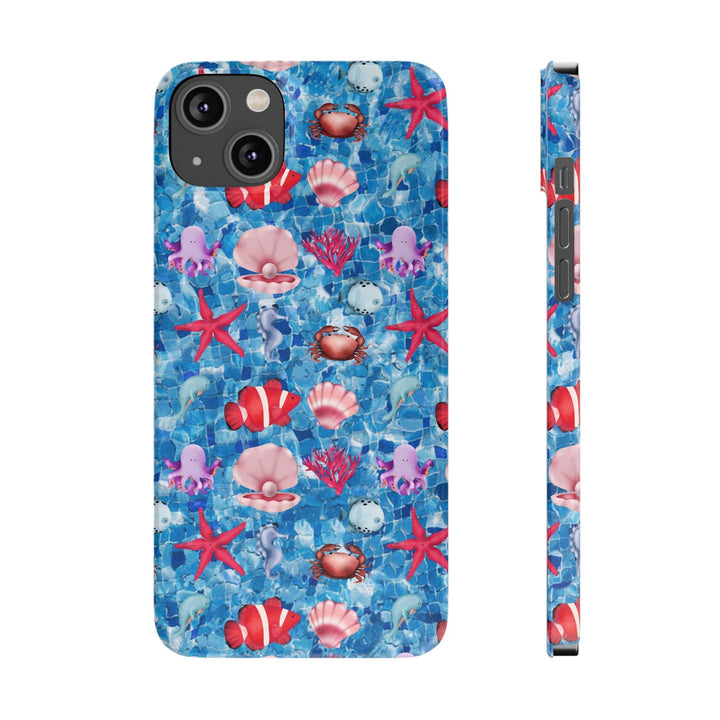 Slim Cute Phone Cases for Iphone - | iPhone 15 Case | iPhone 15 Pro Max Case, Iphone 14 Case, Iphone 14 Pro Max, Iphone 13, Blue Red Under Sea - Studio40ParkLane