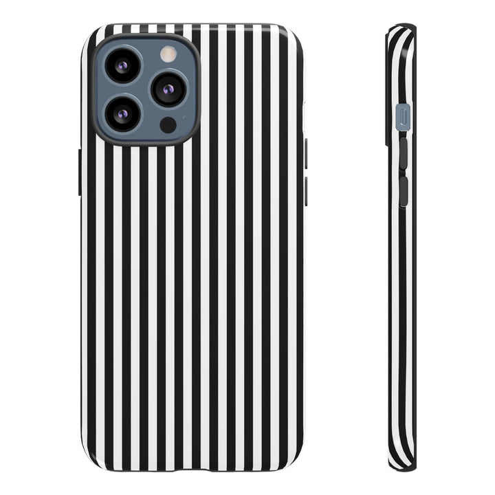 Tough Premium Black White Stripes Phone Case Gift for Her - For Apple iPhone 16 Pro Max 16e iPhone 15 Pro iPhone Iphone 14 Plus 13 Pro 12 SE XR - Studio40ParkLane