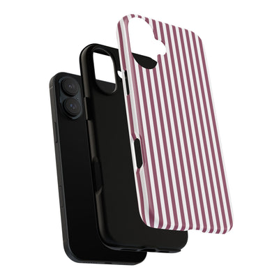 Tough Premium Old Claret Stripes Phone Case Gift for Her - For Apple iPhone 16 Pro Max 16e iPhone 15 Pro iPhone Iphone 14 Plus 13 Pro 12 SE XR - Studio40ParkLane