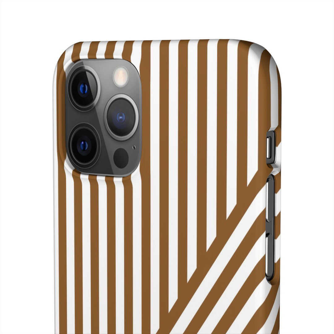 Aesthetic Mocha Brown Stripes Cute Phone Case Sleek Snap - For iPhone 17 Pro Max iPhone 16 Pro iPhone 15 Iphone 14 Plus 13 Pro 12 11 10 Gift - Studio40ParkLane