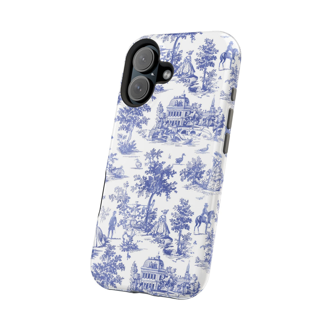 Blue Toile Magnetic Impact-Resistant Cute Phone Case for Iphone 16, iPhone 15 Pro Max Plus 14, 13, 12, 11 Gift for her - Studio40ParkLane