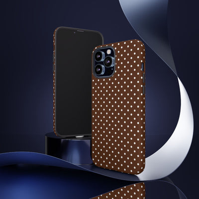 Aesthetic Tough Mocha Brown Polka Dots Premium Phone Case - For iPhone 17 Pro Max iPhone 16 Pro iPhone 15 Iphone 14 Plus 13 Pro 12 11 10 - Studio40ParkLane