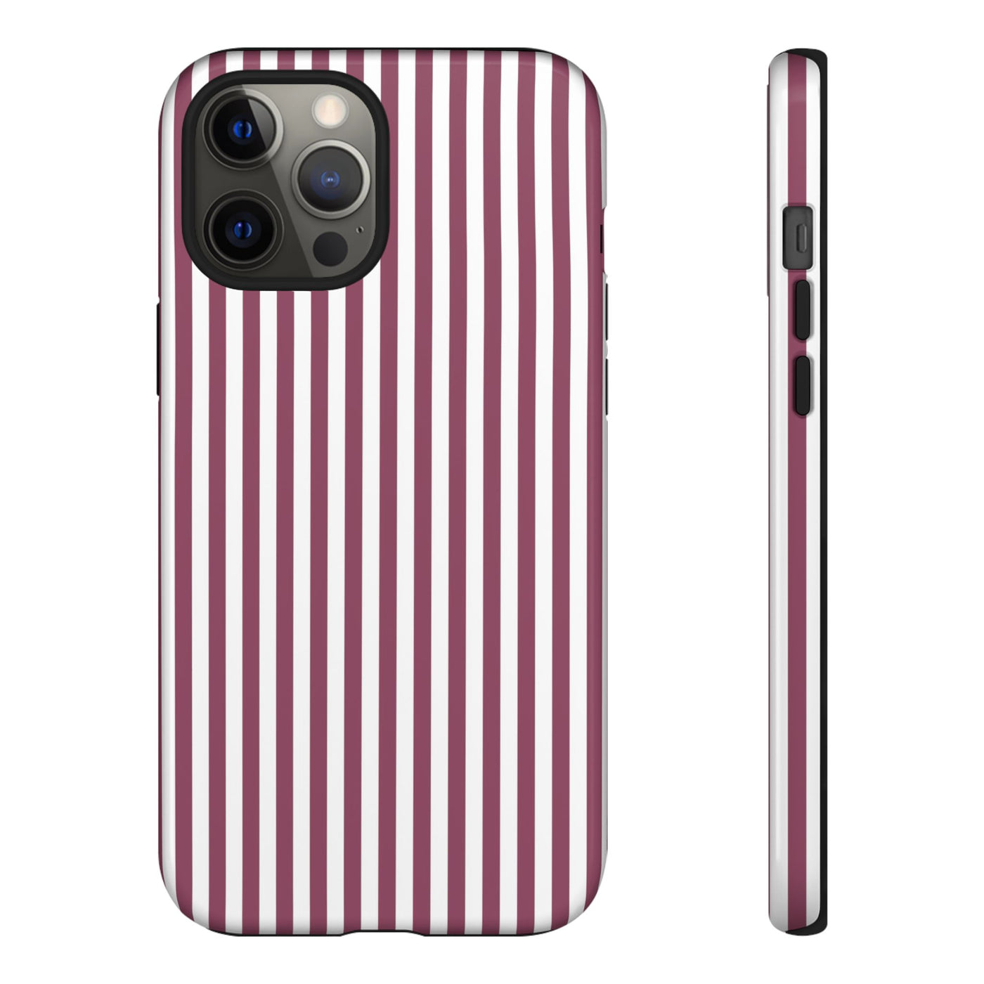 Tough Premium Old Claret Stripes Phone Case Gift for Her - For Apple iPhone 16 Pro Max 16e iPhone 15 Pro iPhone Iphone 14 Plus 13 Pro 12 SE XR - Studio40ParkLane
