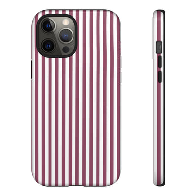 Tough Premium Old Claret Stripes Phone Case Gift for Her - For Apple iPhone 16 Pro Max 16e iPhone 15 Pro iPhone Iphone 14 Plus 13 Pro 12 SE XR - Studio40ParkLane