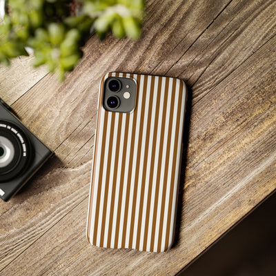 Slim Mocca Brown Striped Cute Phone Case for Iphone 16 - | iPhone 15 Pro Max Case | iPhone 14 Case Iphone 13 12 11 10 9 8 7 XS X Gift for Her - Studio40ParkLane