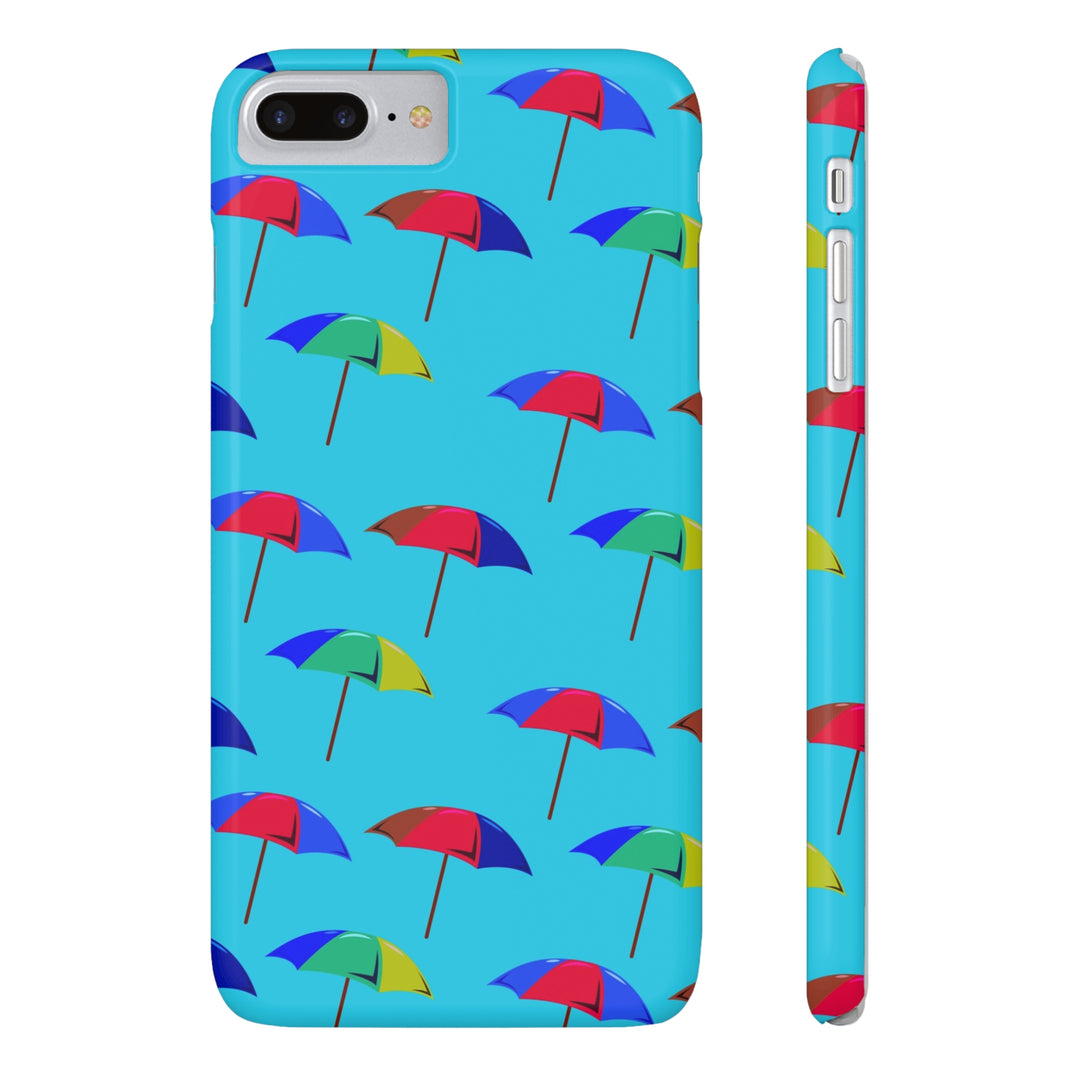 Slim Cute Phone Cases for Iphone - | iPhone 15 Case | iPhone 15 Pro Max Case, Iphone 14 Case, Iphone 14 Pro Max, Iphone 13, Colorful Beach Parasol Blue - Studio40ParkLane