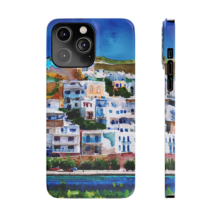 Slim Cute Phone Cases for Iphone | iPhone 15 Case | iPhone 15 Pro Max Case, Iphone 14, Iphone 14 Pro Max, Iphone 13, Colorful Greek House Watercolor - Studio40ParkLane