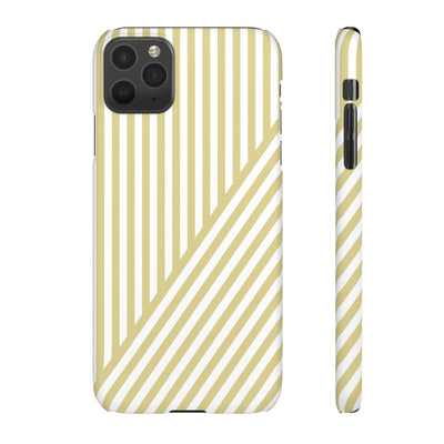 Aesthetic Yellow Beige Stripes Cute Phone Case Sleek Snap - For iPhone 17 Pro Max iPhone 16 Pro iPhone 15 Iphone 14 Plus 13 Pro 12 11 10 Gift