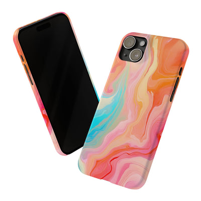 Slim Blue Pink Orange Marbled Cute Phone Cases for Iphone 16 Pro Max | iPhone 15 Case | iPhone 15 Pro Max Case, Iphone 14, Iphone 14 Pro Max, Iphone 13 12 11 8 7