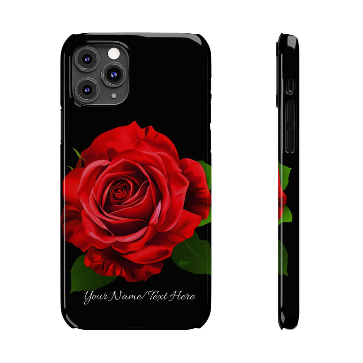 Slim Custom Personalized Red Rose Flowers Gift for Her Cute Phone Cases for Iphone 16 Pro Max | iPhone 15 Case | iPhone 15 Pro Max Case, Iphone 14, Iphone 14 Pro Max, Iphone 13 12 11 8 7 - Studio40ParkLane