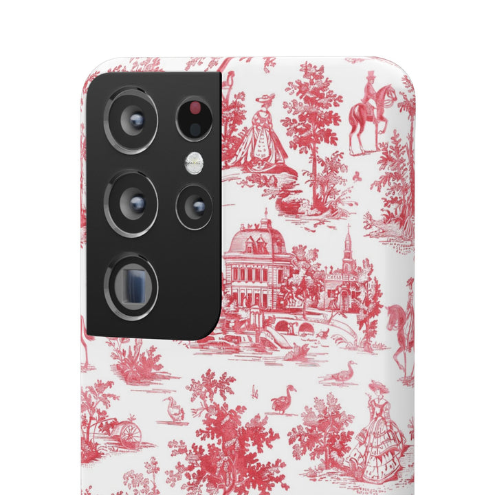 Snap French Toile Personalized Initial Custom Gift for Her Cute Phone Cases for Samsung S24, S23, S22, S21, S20, Plus and Ultra and Iphone, 16, 15, 14, 13, 12, 11. 10 - Studio40ParkLane
