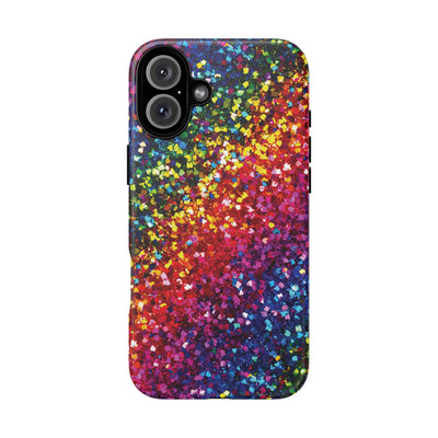 Faux Chic Play on Glitter Effect Cute Phone Case, for IPhone 16 pro Max | Iphone 15, Iphone 14, IPhone 13 Case, 11 8 7, Samsung Galaxy S24, S23, S22, S21, 2 Layer Protection