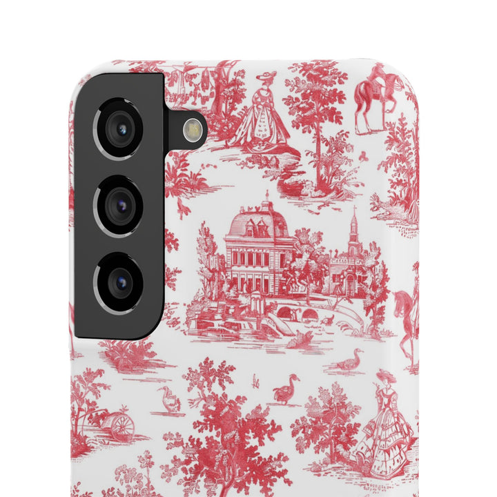 Snap French Toile Personalized Initial Custom Gift for Her Cute Phone Cases for Samsung S24, S23, S22, S21, S20, Plus and Ultra and Iphone, 16, 15, 14, 13, 12, 11. 10 - Studio40ParkLane
