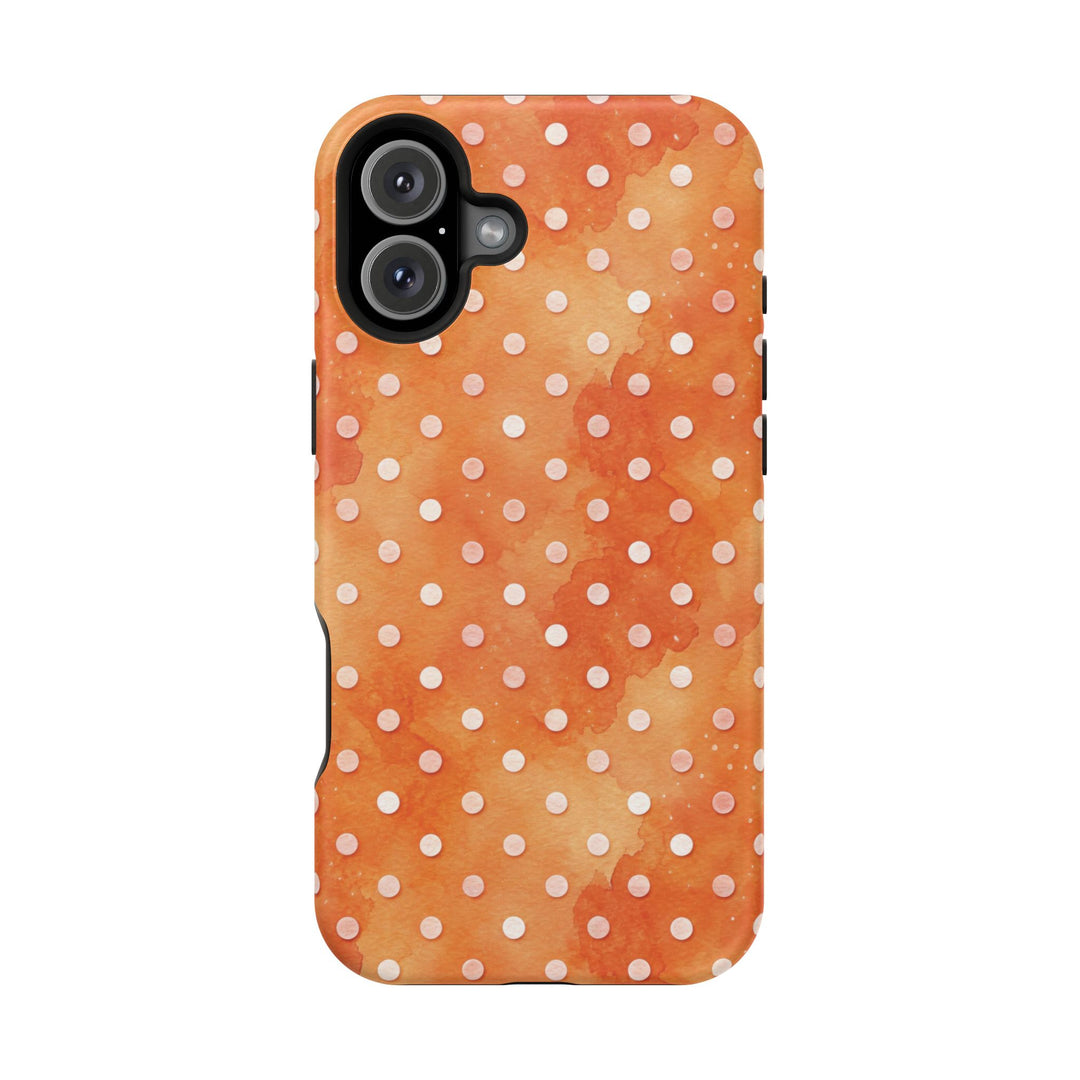 Aesthetic Tough Magsafe Orange Polka Dots Phone Case - For iPhone 17 Pro Max iPhone 16 Pro iPhone 15 Iphone 14 Plus 13 Pro 12 11 10 XR - Studio40ParkLane
