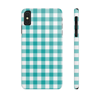 Slim Turquoise Gingham Gift for Her Cute Phone Cases for Iphone 16 Pro Max | iPhone 15 Case | iPhone 15 Pro Max Case, Iphone 14, 13, 12, 11, 10, 8, 7