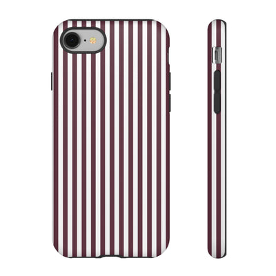 Tough Premium Burgundy Stripes Phone Case Gift for Her - For Apple iPhone 16 Pro Max 16e iPhone 15 Pro iPhone Iphone 14 Plus 13 Pro 12 SE XR - Studio40ParkLane
