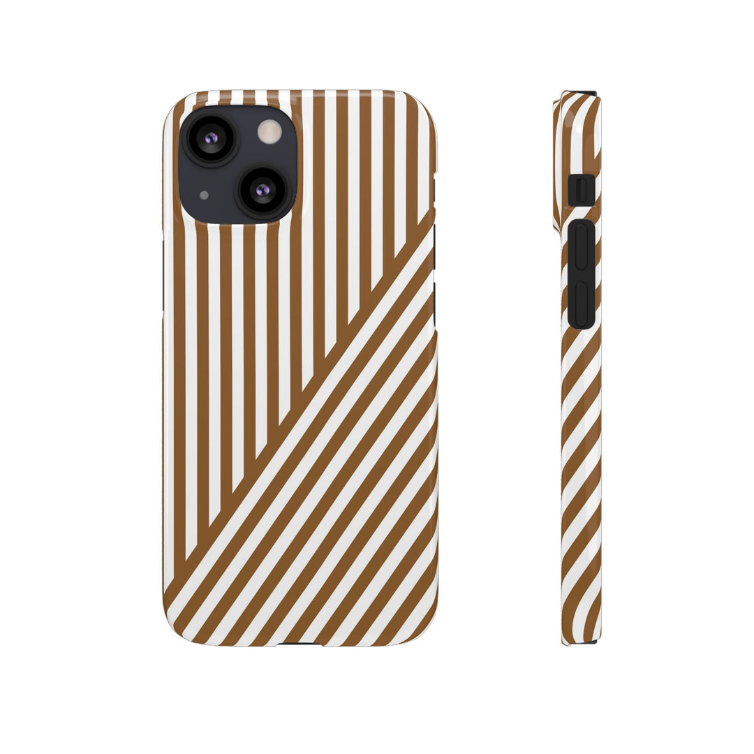 Aesthetic Mocha Brown Stripes Cute Phone Case Sleek Snap - For iPhone 17 Pro Max iPhone 16 Pro iPhone 15 Iphone 14 Plus 13 Pro 12 11 10 Gift - Studio40ParkLane