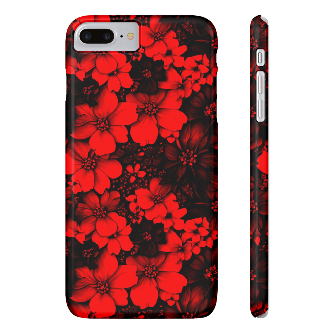 Slim Cute Phone Cases for Iphone - | iPhone 15 Case | iPhone 15 Pro Max Case, Iphone 14 Case, Iphone 14 Pro Max, Iphone 13, Red Black Flowers