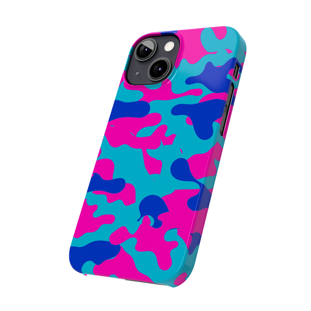 Slim Cute Phone Cases for Iphone - | iPhone 15 Case | iPhone 15 Pro Max Case, Iphone 14 Case, Iphone 14 Pro Max, Iphone 13, Blue Pink Camouflage - Studio40ParkLane
