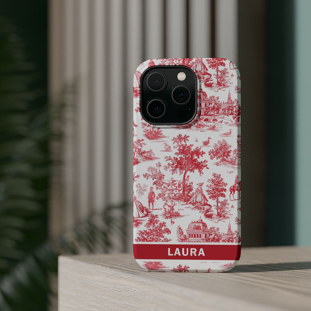 Magsafe French Toile Personalized Initial Custom Gift for Her Cute Phone Cases for Iphone 16 Pro Max | iPhone 15 Case | iPhone 15 Pro Max Case, Iphone 14, 13, 12, 11, 10, 8, 7 - Studio40ParkLane