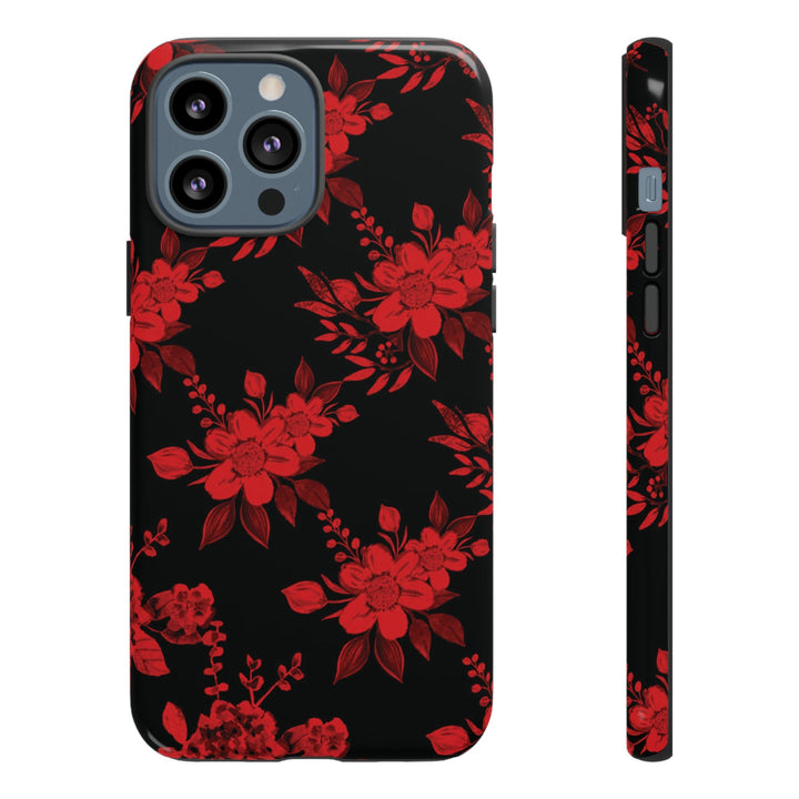 Cute IPhone Case | Red Black Flowers, iPhone 15 Case | iPhone 15 Pro Case, Iphone 14 Case, Iphone 14 Pro Max Case, Protective Iphone Case - Studio40ParkLane