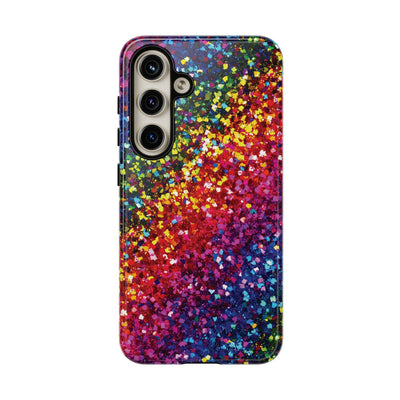 Faux Chic Play on Glitter Effect Cute Phone Case, for IPhone 16 pro Max | Iphone 15, Iphone 14, IPhone 13 Case, 11 8 7, Samsung Galaxy S24, S23, S22, S21, 2 Layer Protection