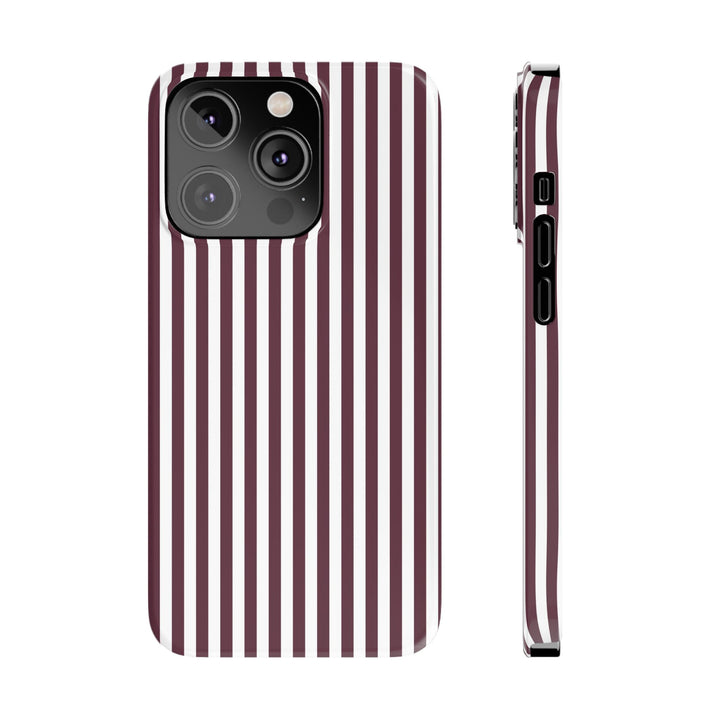Slim Burgundy Wine Striped Cute Phone Case for Iphone 16 - | iPhone 15 Pro Max Case | iPhone 14 Case Iphone 13 12 11 10 9 8 7 Gift for Her - Studio40ParkLane