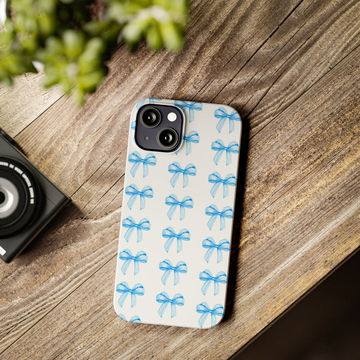 Slim Blue Bows Cute Phone Cases for Iphone 16 Pro Max | iPhone 15 Case | iPhone 15 Pro Max Case, Iphone 14, Iphone 14 Pro Max, Iphone 13 12 11 8 7 - Studio40ParkLane