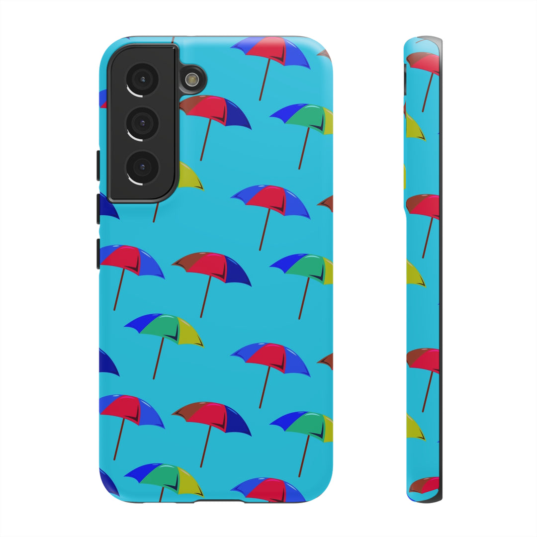 Cute Samsung Phone Case | Aesthetic Samsung Phone Case | Galaxy S23, S22, S21, S20 | Colorful Beach Parasols Blue, Protective Phone Case - Studio40ParkLane